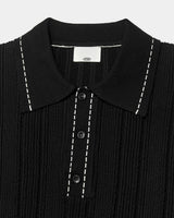 キコスコッチショートスリーブカラーニットウェア / OWN Kiko Scotch Short-Sleeved Collar Knitwear (2 colors)