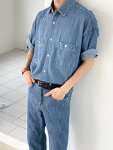 Roll up denim shirts