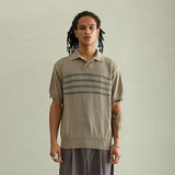 シリンダライン ハーフスリーブカラーニット/CYLINDER LINE HALF SLEEVE COLLAR KNIT (MOCA)