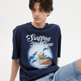 パピードルフィンサーフィンクルー半袖Tシャツ/Puppydolphin surfing crew half sleeve tshirts