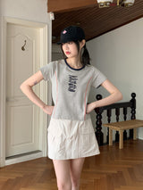 Alive Line Lettering Coloring Cropped Short-Sleeved T-Shirt