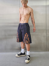 フレイム刺繡バミューダパンツ/VENTIQUE Flame embroidery Bermuda Shorts 2color