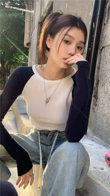 ナグランクロップドロングスリーブTシャツ/ Nagrang cropped long sleeve tee