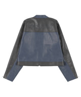 [NF] BLOCK PANEL LEATHER JACKET (BLUE)_F23ZA940