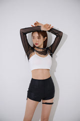 チョーカー シースルー クロップトップ / TOP(9370) Choker See-through Crop