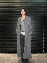 [UNISEX] Wool back button maxi long coat (Gray)