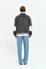 UNI RIB POINT VARSITY JACKET [MELANGE GRAY]