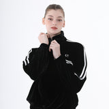 レイジーデイベルベットジップアップ/0 3 lazy day velvet zip-up top - BLACK