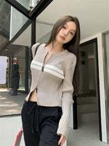 double zip knit cardigan