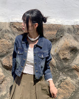 Tory V-neck Shirring Pleated Cropped Long-Sleeved T-shirt