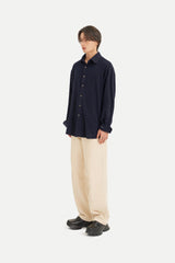 ツイステッドカラーカーディガンシャツ/Twisted collar cardigan shirt S111 Cosmos Navy