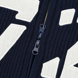 LINE POINT HIGH NECK KNIT ZIP UP [NAVY]