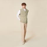 V NECK KNIT VEST_LIGHT KHAKI (6610809847926)