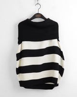 Dolche Boxy Striped Off-Shoulder Long-Sleeved Knitwear