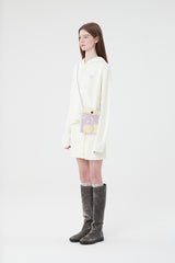 スモールチェリーショットニットフーディー／SMALL CHERRY SHORT KNIT HOODIE [CREAM]