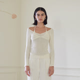 ホルターネックニットトップ/HALTER NECK KNIT TOP (WHITE)