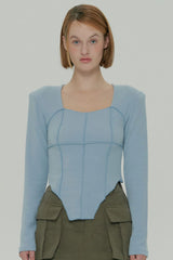  SOFT SQUARE NECK TOP / SKY BLUE