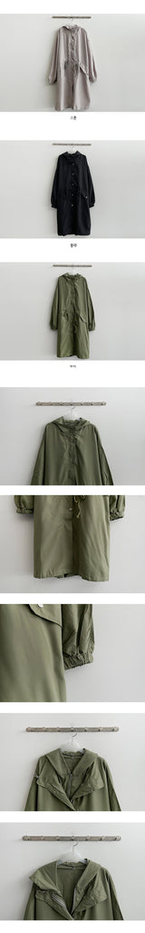 [Detachable hoodie!] Hooded layered Tok Tok Long Bomber Jumper