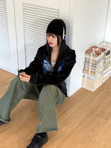 ペールヒップレタリングウォッシュドワイドデニムパンツ