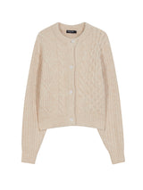 ROUND NECK FISHERMAN CROP CARDIGAN LIGHT BEIGE