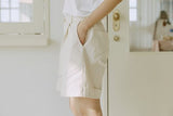 ユニセックスカフハーフパンツ/unisex cuff half pants cream