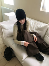 ミンカバッグリボンシャーリングピンタックコットンカーゴパンツ