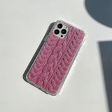 CABLE KNIT HARD JELL CASE_PINK