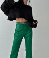 leather coated straight pants