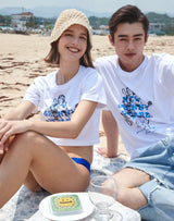 グランマ プリント クロップ Tシャツ / GRANDMA PRINTED CROP T-SHIRT BLUE