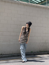 バーニーアンドホルターストライプレイヤードミニワンピース / Barney and Halter Stripe Layered Mini One Piece