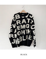 Lettering Pattern Knit Top(3 color) (6596178313334)