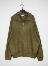 リブハーフジップアップニット / Ribbed Half Zip Up Knit (4color)