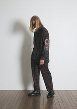 DREAMCATCHER CHECK LOOSE-FIT PANTS (Khaki) (6680169611382)