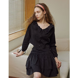 Droplet ruffle skirt (black)