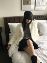 Lens quilted eco fur jacket