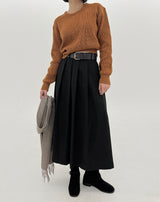 クリーンベルトロングスカート/Clean belt long skirt (2color)