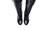 Thigh High Buckle Heel Boots(Black)