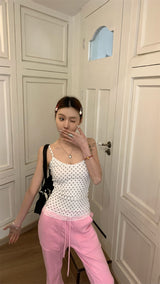 dot lace sleeveless top