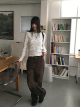 メルキットカットピンタックワイドコットンパンツ