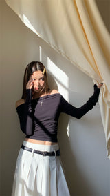 J warmer off-shoulder top