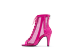See-Through Patent Combination Open Toe Heel(Pink)