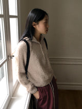 ヘアループテリーカットハーフジップアップニット