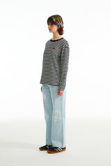 チェリーストライプロングスリーブTシャツ／CHERRY STRIPE LONG SLEEVE T-SHIRT [SALMON PINK]
