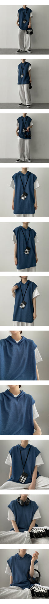 バーギーリネンボキシーフードベスト / Burgy Linen Boxy Hood Vest