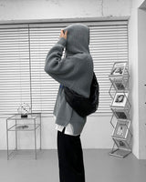 オーバーサイズフィットフードウォーマーニット/Oversized fit hooded warmer knitwear (2 colors)