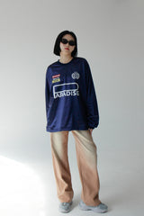 グローシースポーティジャージスウェットシャツ/Glossy Sporty Jersey Sweatshirt (2color)