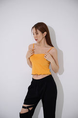 アンバランスシャーリングクロップスリーブレス/TOP(9397) Unbalance Shirring Crop Sleeveless