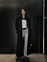 [UNISEX]ウールバックボタンマキシロングコート(ブラック)