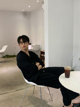 ニューゲントオーシャンアイスプリーツセットアップロングワイドパンツ / New Gent Ocean Ice Pleats Set-up Long Wide Pants (2 colors)