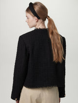 Tweed cropped jacket - Black (6671635153014)